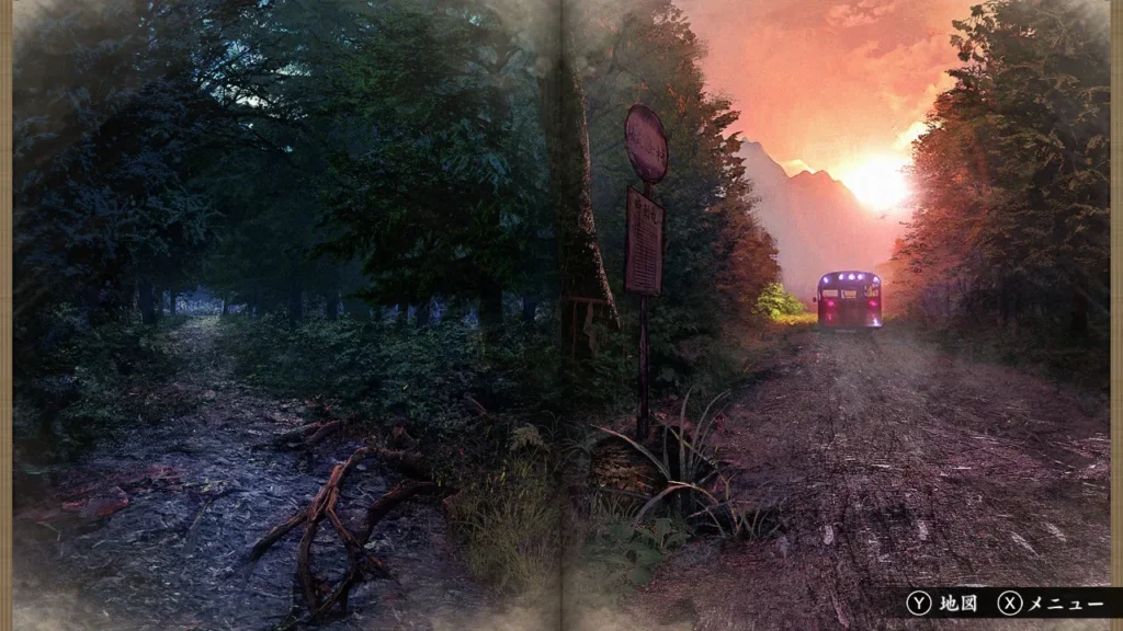 遠ざかっていくバス